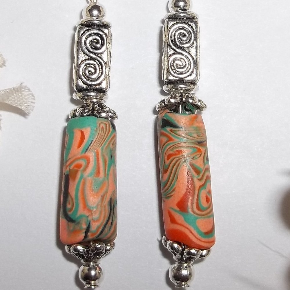 Funky Colorful Beaded Earrings Set Handmade 5293_7